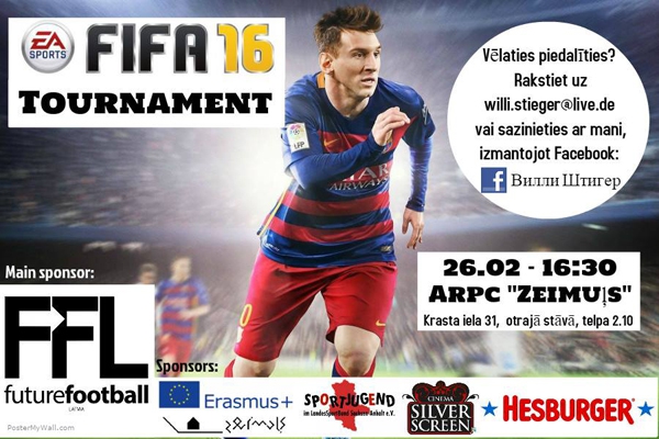 Brīvprātīgais no Vācijas aicina uz "FIFA 16" Tournament