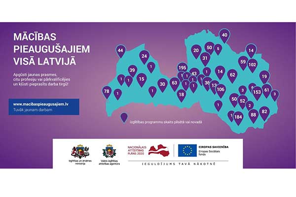 Līdz 6. novembrim vēl var pieteikties ES fondu mācībām pieaugušajiem visā Latvijā